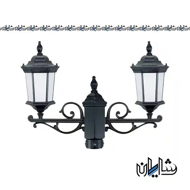 چراغ پارکی دو شاخه رابو شاخه T سربالا بدون پایه تکشیدفام