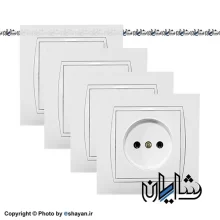 کلید و پریز پارت الکتریک سفید با قاب آسمان سفید
